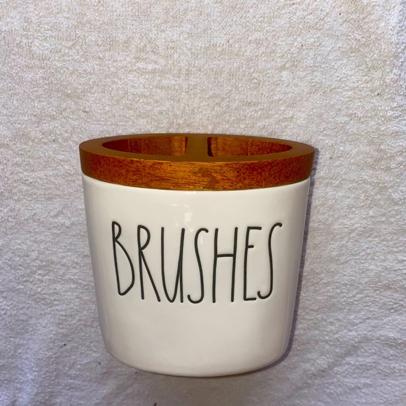 Rae Dunn Other - Rae Dunn Brush Holder with Wooden Trim (BRUSHES)